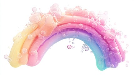 Cute little rainbow with soft bubbly effects and a gentle curve, isolated on white