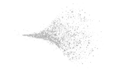 Fantastic grey smoke background. Grey spice powder explosion, spice splash, Magic smoke with glitter and small particles, fog with glowing particles, black steam. PNG.
