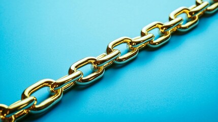 Obraz premium Golden Chain Links on Blue