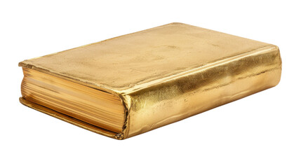 Obraz premium Closed golden book isolated on transparent background representing knowledge and wisdom