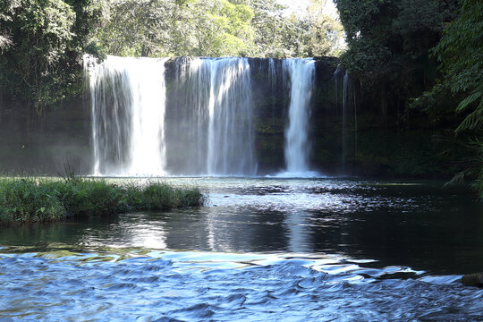 Tad Champee Waterfall cave,Tad champee (champi) the beautiful waterfall in the Pakse, Southern Laos.