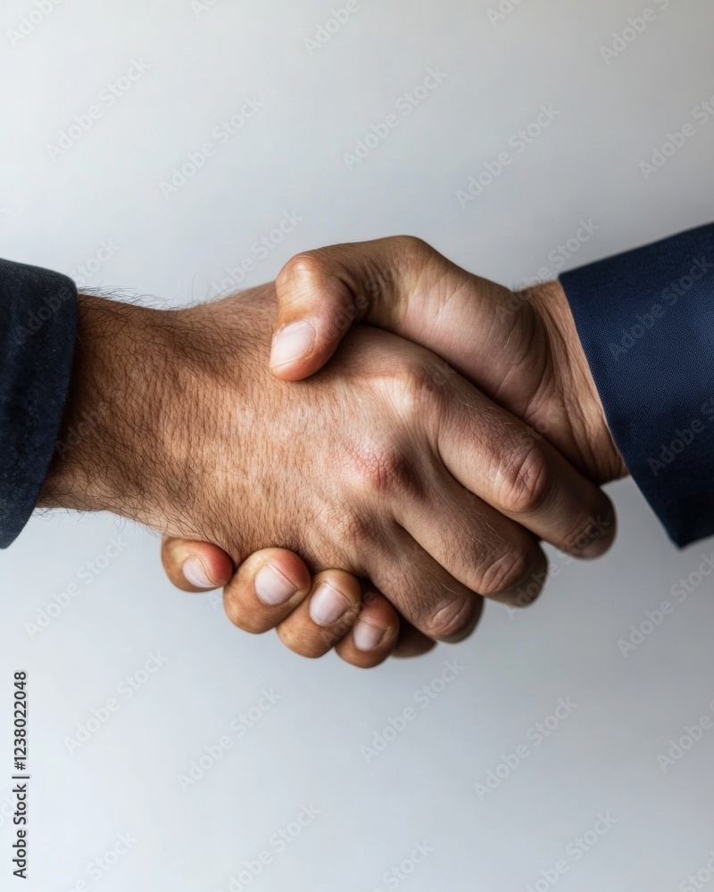Poster contemporary business collaboration realistic handshake on minimalist surface - professional unity a