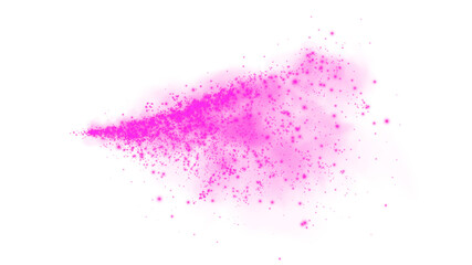 Fantastic pink smoke background. Pink spice powder explosion, spice splash, Magic smoke with glitter and small particles, fog with glowing particles, pink steam. PNG.
