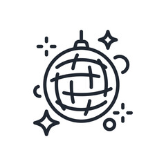 Disco ball editable stroke outline icon isolated on white background flat vector illustration. Pixel perfect. 64 x 64.