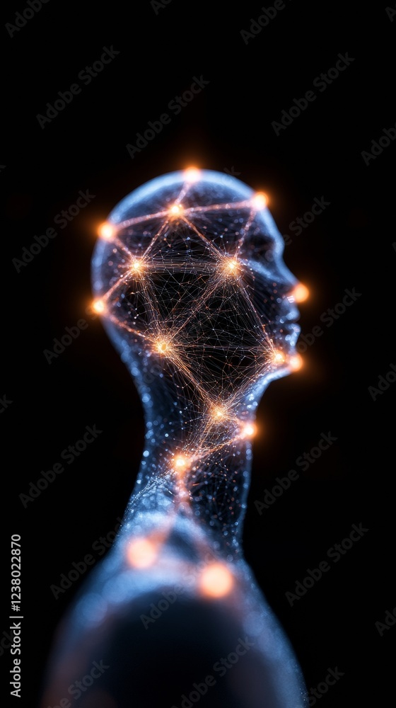 Poster Futuristic Digital Art Neural Network Energy Graph with Quantum Patterns - AI Technology Showcase for Innovative Marketing and Advanced Computational Solutions