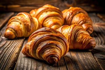 Fototapeta premium Homemade croissants: achieve buttery, flaky layers for a delightful treat.