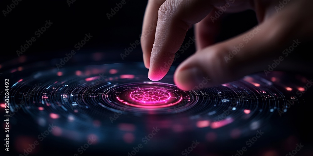 Leinwandbilder holographic cloud interface in modern workspace sleek digital transformation artisan - tech industry