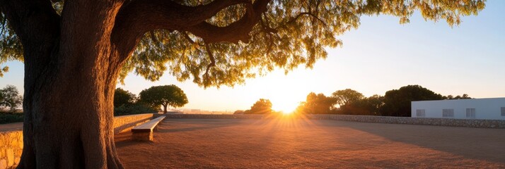 Natural Learning Spaces Sunlit Outdoor Classroom with Students Under Tree - Eco-Friendly Educational Content and Flexible Learning Strategies