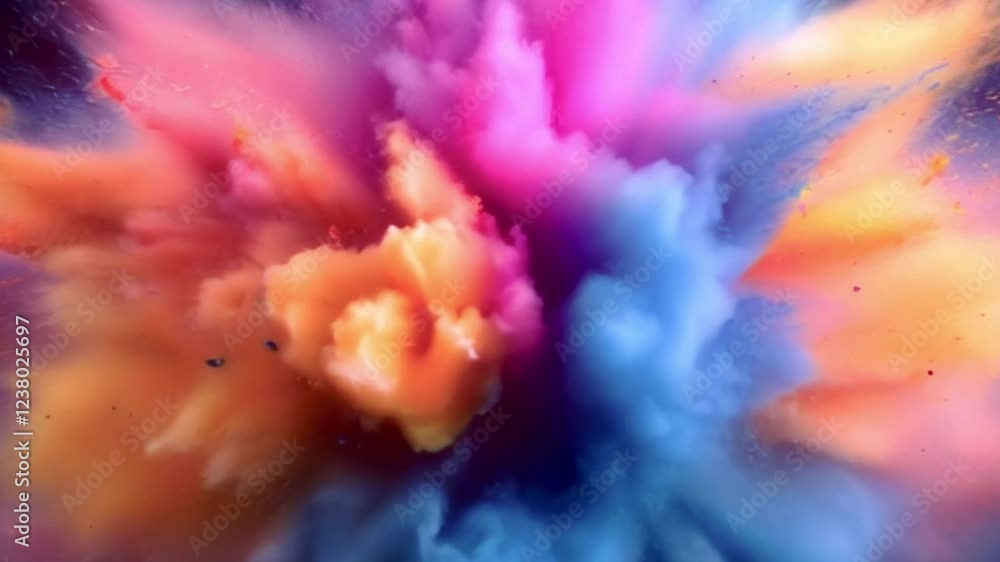 Fototapete animation of a bright explosion in which soft clouds of color blend smoothly to create shimmers of p