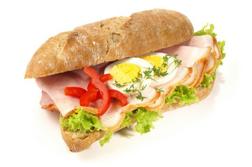 Rye Baguette with Ham and Eggs