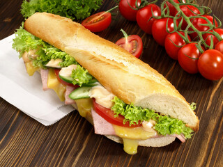 French Baguette with Ham and Cheese