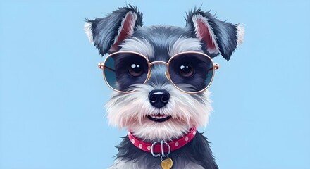 Schnauzer Dog in Sunglasses Portrait