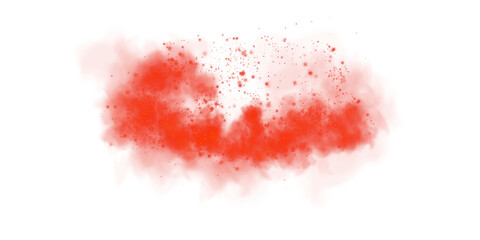 Fantastic red smoke background. Red spice powder explosion, spice splash, Magic smoke with glitter and small particles, fog with glowing particles, red steam. PNG.