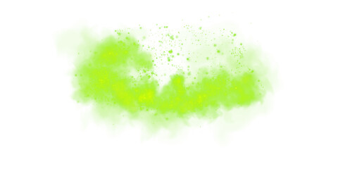 Fantastic green smoke background. Green spice powder explosion, spice splash, Magic smoke with glitter and small particles, fog with glowing particles, green steam. PNG.