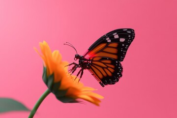 Fototapeta premium Monarch butterfly resting on vibrant flower