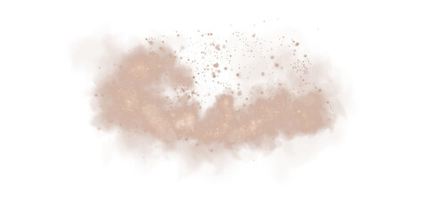 Fantastic chocolate brown smoke background. Chocolate brown spice powder explosion, spice splash, Magic smoke with glitter and small particles, fog with glowing particles, chocolate brown steam. Choco