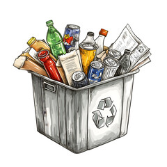 recycling logo with arrows and nature elements like leaves, set against a white background 