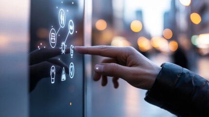 Interactive Public Hygiene Sleek Digital Sanitizing Station with LED Display in Urban Street - Enhancing Urban Health and Safety Solutions for Modern Cities