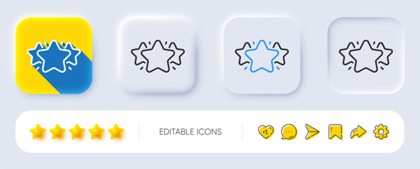 Obraz premium Stars line icon. Neumorphic, Flat shadow, 3d buttons. Favorite sign. Positive feedback symbol. Line star icon. Social media icons. Vector