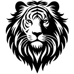 Portrait silhouette of a combination of a lion and a tiger