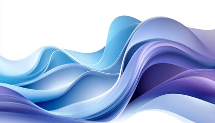 Obraz premium Abstract Flowing Blue Ribbon Effect on White Background, Modern Digital Art. Vector Illustration