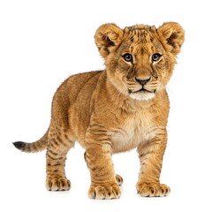 Obraz premium young lion cub isolated on white