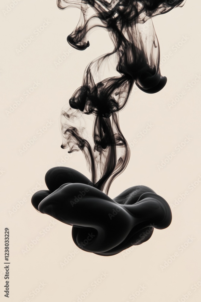 Aufkleber ink swirl abstract dynamic black ink in water artwork for creative branding and modern office decor 