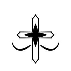 Elegant Black Cross Religious Symbol: Simple Christian Faith Design