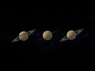 Saturn's rings are disappearing 3d rendering illustration concept © SN