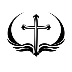Elegant Black Cross with Wings: A Symbol of Faith and Spirituality