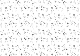 レトロで美しい線画のボタニカル背景素材