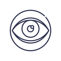 Minimalist eye icon in monochrome, symbolizing vision and perception.