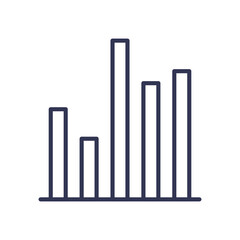 Minimalist column chart icon representing data analysis and statistics.