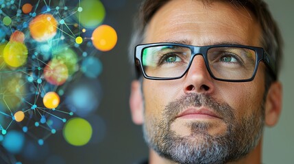 Innovative thinking process modern office portrait creative environment close-up mindfulness in technology