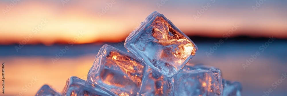 Poster Frosty Cryptocurrency Concept Ice Block Symbology for Crypto Cooling and Efficiency - Digital Finance Visual Aid in Blockchain Network Promotions