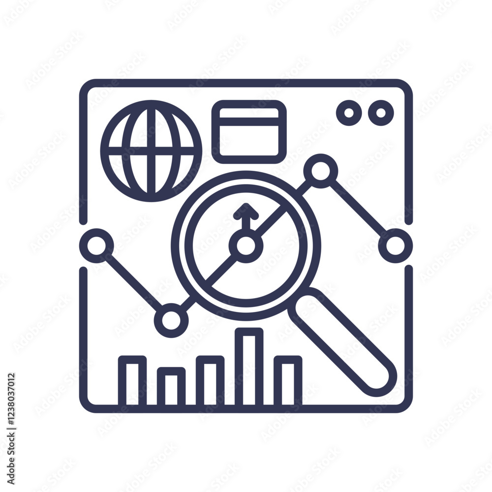 Aufkleber magnifying glass over data charts symbolizes data analysis and insights.