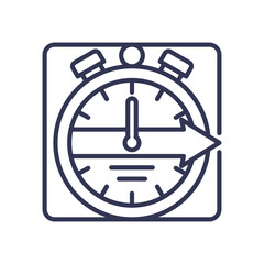 Stopwatch with arrow symbolizes efficient time management in JustinTimeFlow.