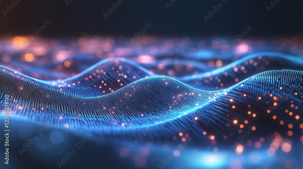 Poster abstract background of data technology, illustrating connected dots and lines against a dark backdro