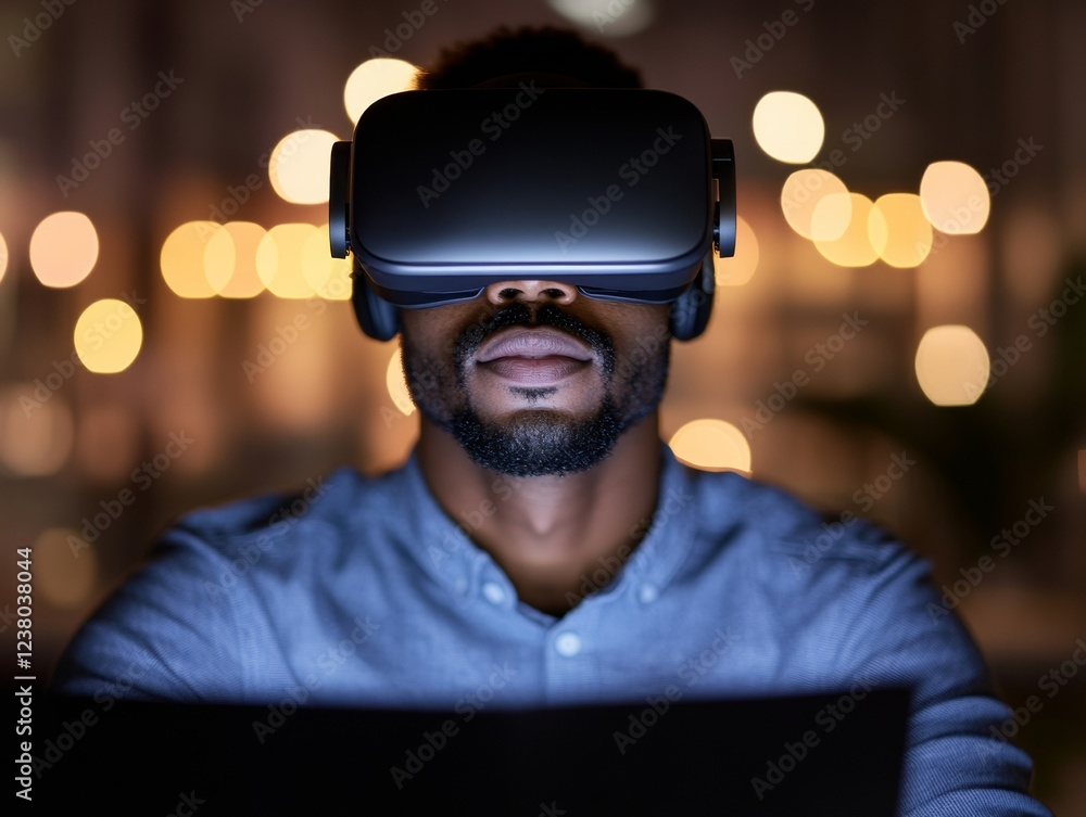 Aufkleber immersive reading experience vr headset and virtual library for young professionals in modern home o