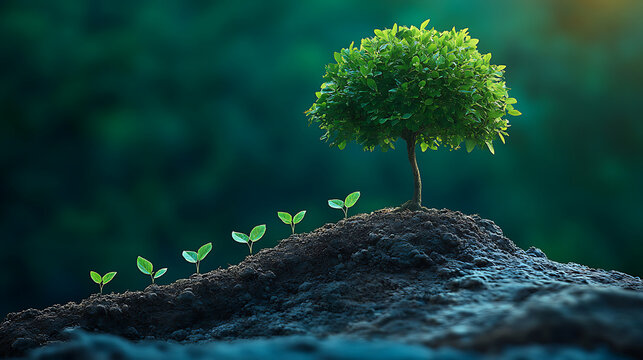 Vibrant timeline with a tree growing along it, symbolizing sustainable business growth over time timeline, growth, sustainability, high resolution AI Generative image