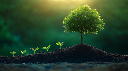 Vibrant timeline with a tree growing along it, symbolizing sustainable business growth over time timeline, growth, sustainability, high resolution AI Generative image