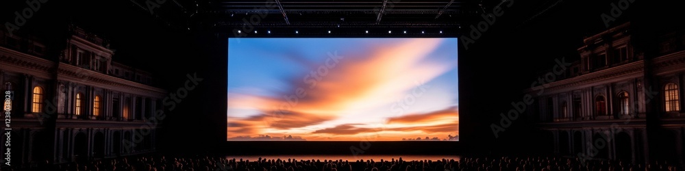 Aufkleber immersive digital venue panoramic presentation screen in neoclassical setting - elevating diplomatic