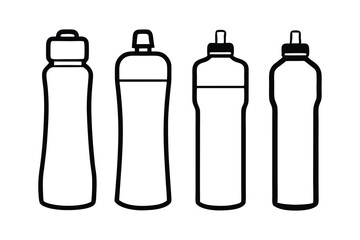 Four different style of Water bottles line art illustration2.eps