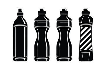 Four different style of Water bottles silhouette illustration1.eps