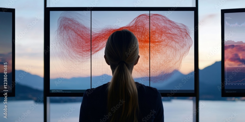 Aufkleber Data-Driven Collaborative Workspace Interactive Presentation Screen with Environmental Metrics - Innovative Corporate Strategy and Sustainable Business Planning Solution