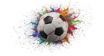 Fototapeta premium Soccer Ball Paint Splash Action Photo