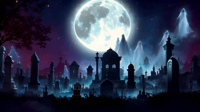 Moonlit Graveyard Background