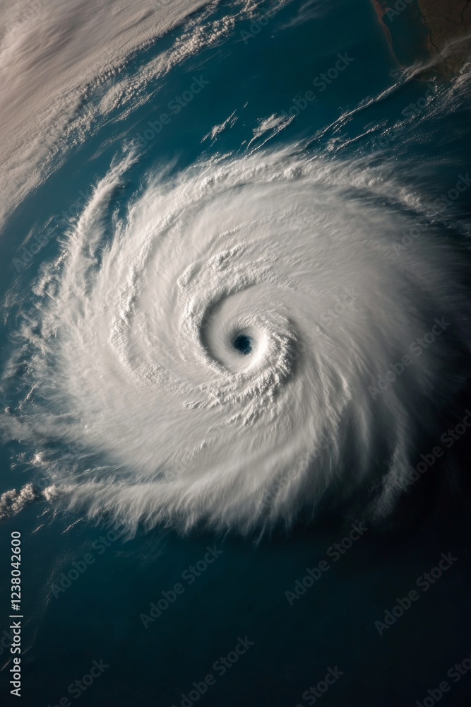 Poster immersive climate visualization dynamic satellite imagery of cyclone eye and wind patterns - meteoro