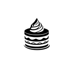 A delectable layered cake, adorned with whipped cream. This image is perfect for bakery websites, menus, or food blogs. The design is simple yet elegant, making it versatile for various applications.