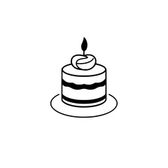 A delightful minimalist line art design of a birthday cake with a single candle. Perfect for celebrations, invitations, or baking-themed projects.